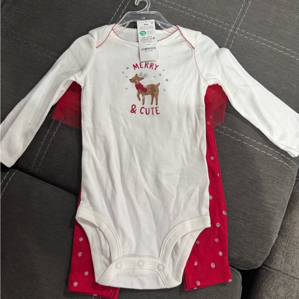 Carter’s Baby Girl’s Merry & Cute White and Red Christmas set
